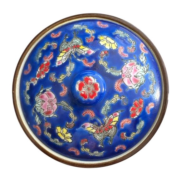 Vintage Chinese Blue Good Luck Porcelain Lidded Jar - Picture 8 of 10